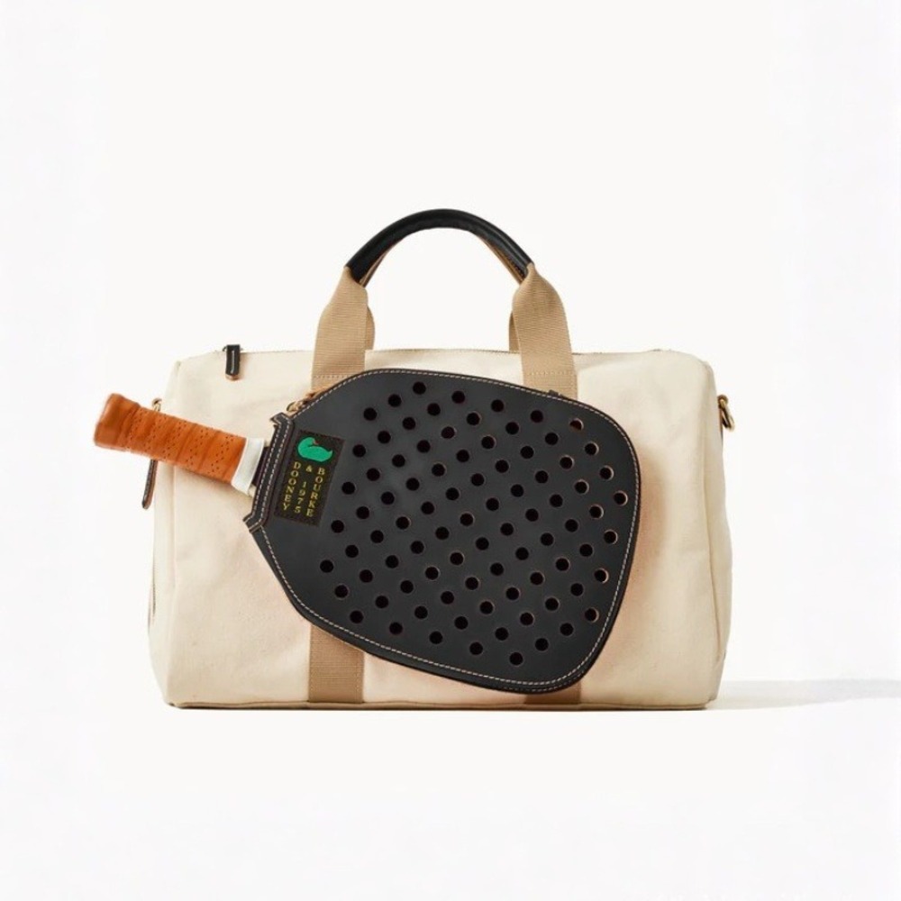 Dooney & Bourke Canvas Pickleball Duffle 40 Natural Black‎ NWT